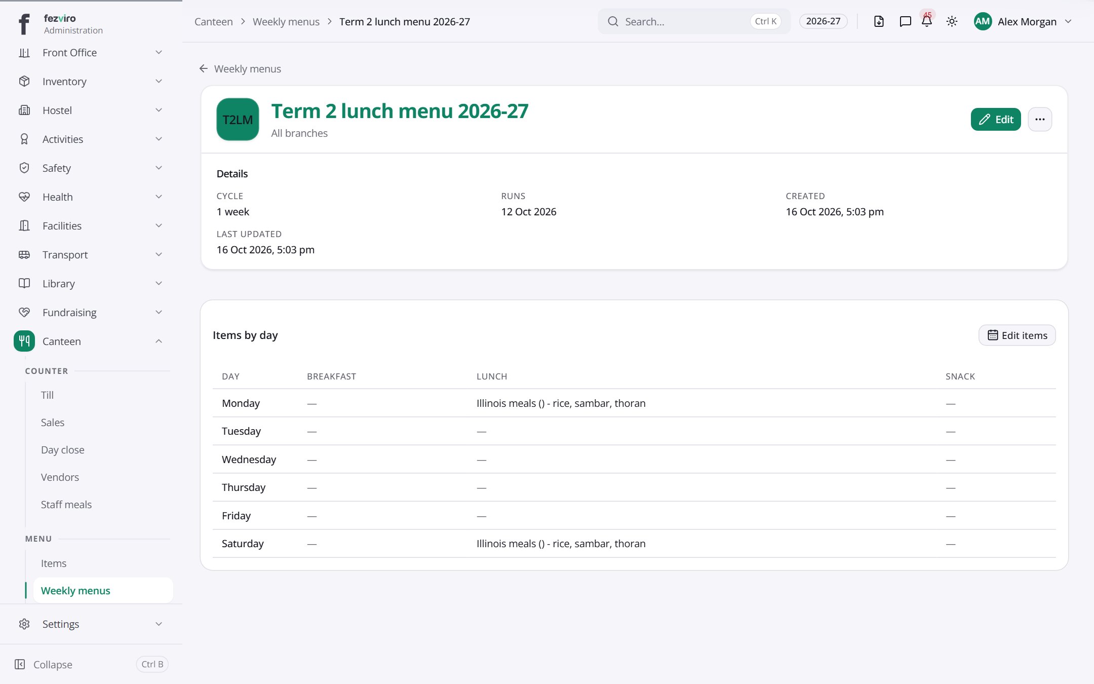 Term 2 lunch menu 2026-27