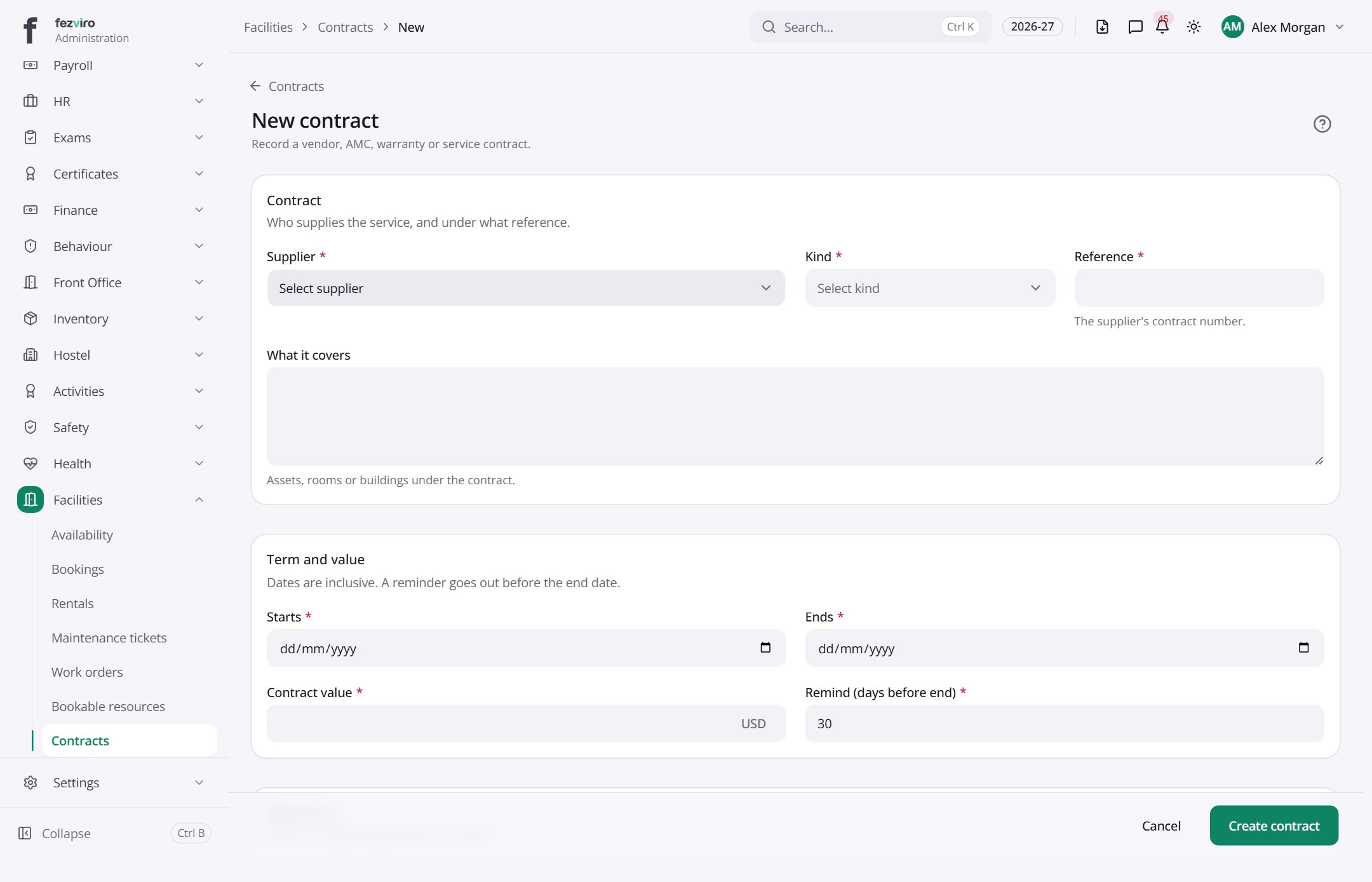 The form: Contracts
