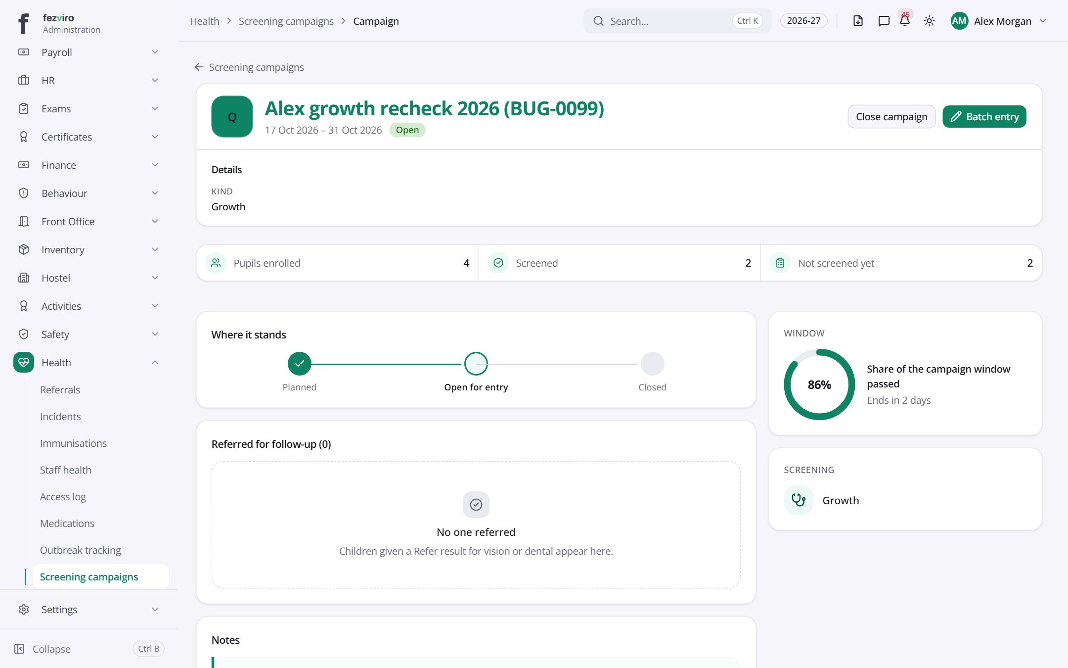 Alex growth recheck 2026 (BUG-0099)