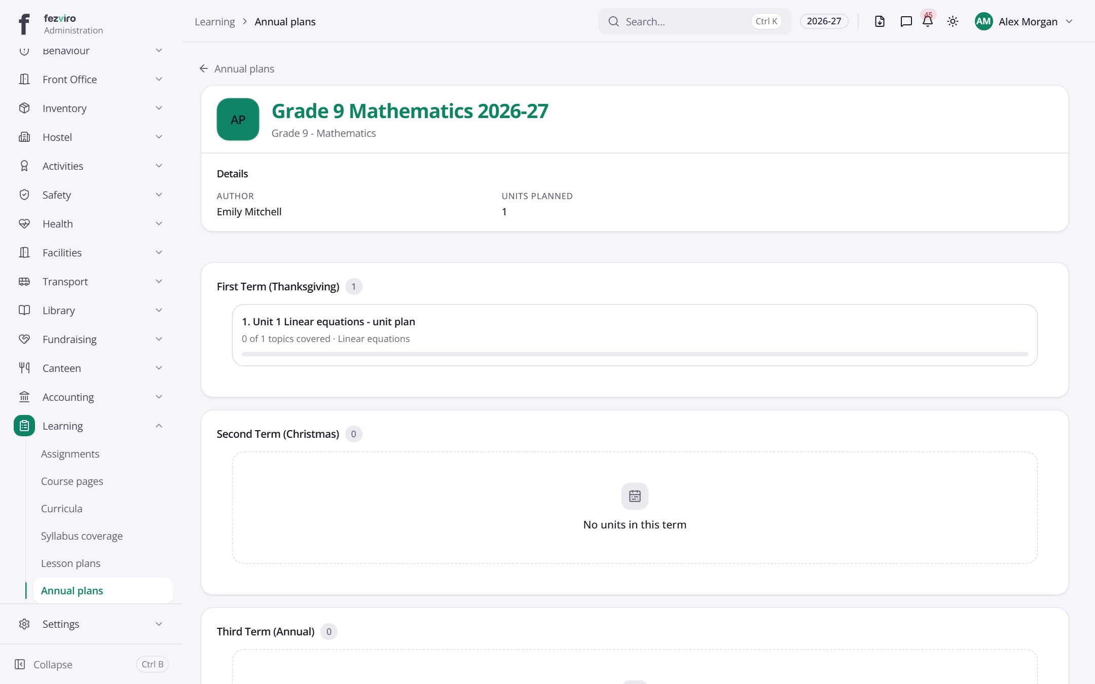Grade 9 Mathematics 2026-27