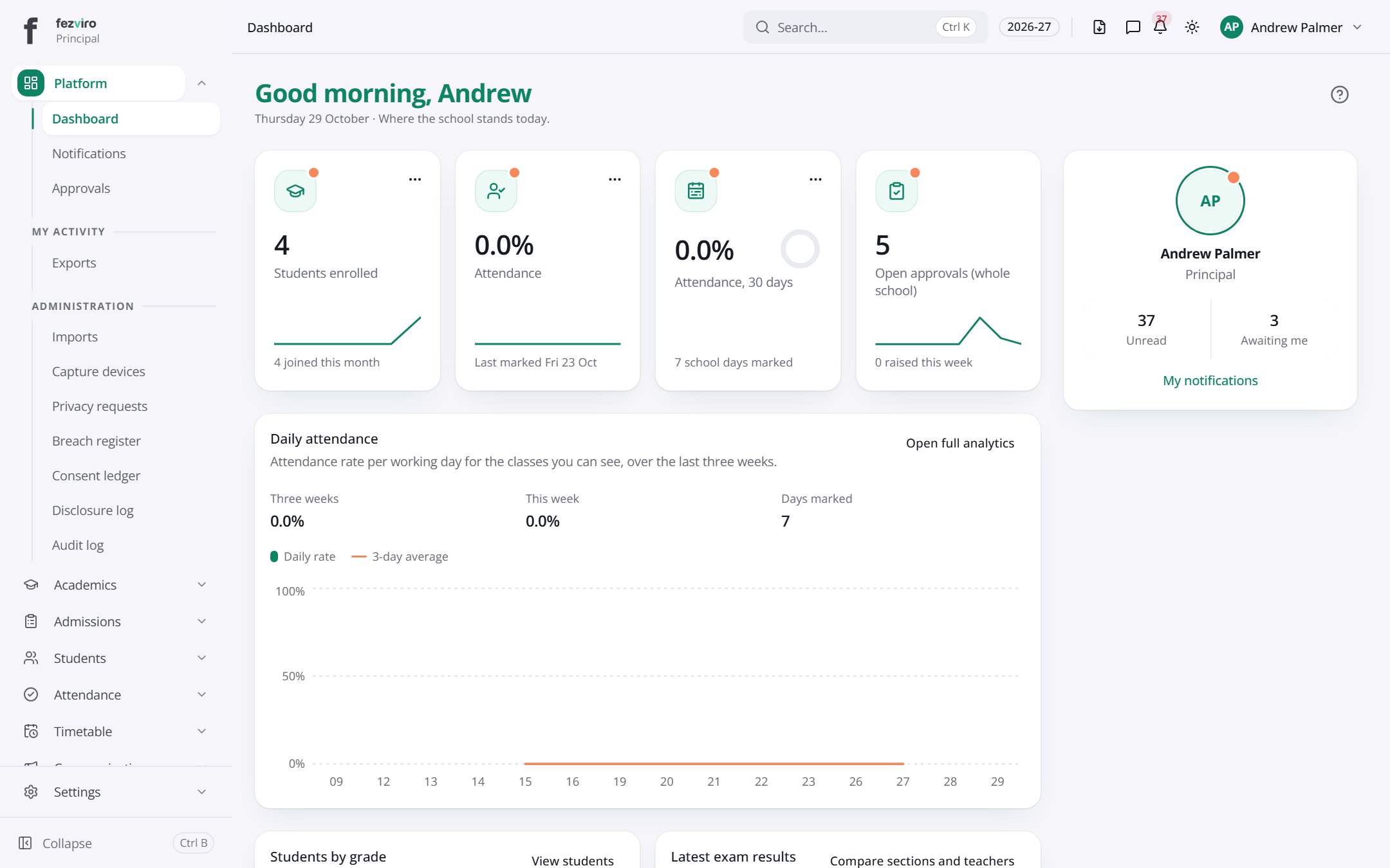 Principal home screen