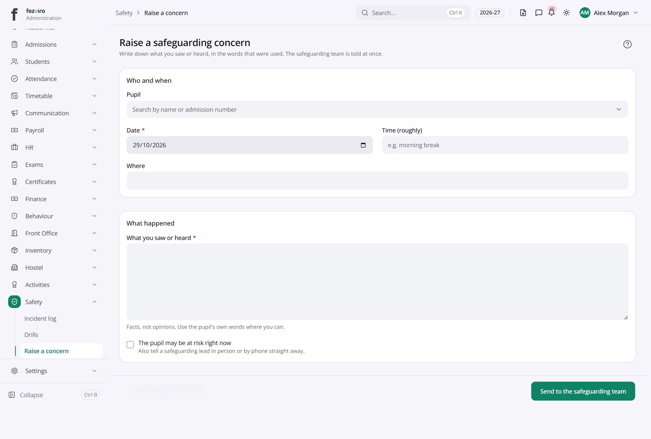 The form: New concerns